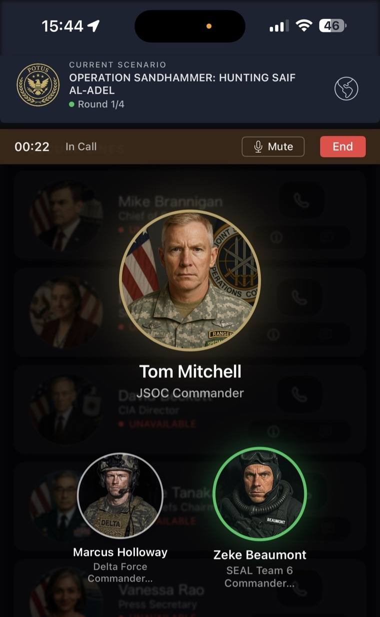 POTUS live cabinet briefing interface