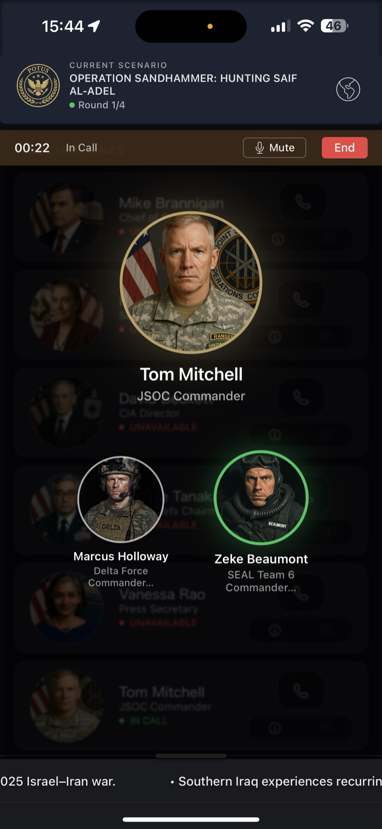 POTUS cabinet briefing interface